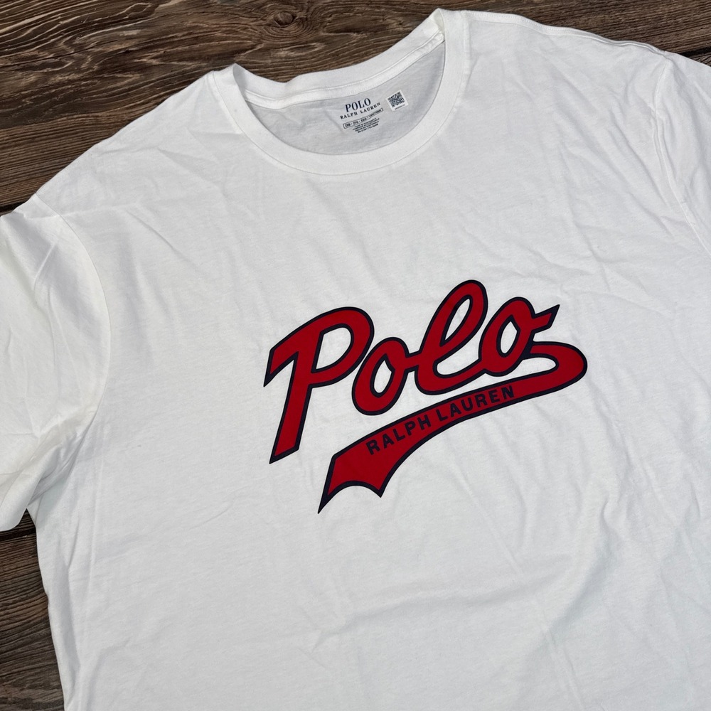 Polo Ralph Lauren Mens White Red Script Logo T-Shirt 2XB Big & Tall NWT